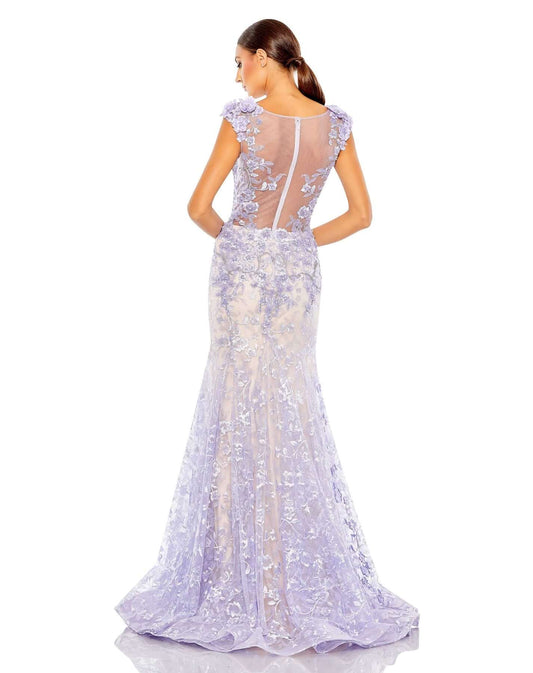 Mac Duggal Style#79357, Embellished Cap Sleeve Cowl Neck Trumpet Gown, Cap Sleeve,Embroidery,Floor Length,High Neck,Lace,Newest Arrivals,Sheer,Trumpet, $1700.00