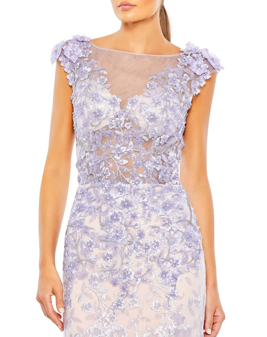 Mac Duggal Style#79357, Embellished Cap Sleeve Cowl Neck Trumpet Gown, Cap Sleeve,Embroidery,Floor Length,High Neck,Lace,Newest Arrivals,Sheer,Trumpet, $1700.00