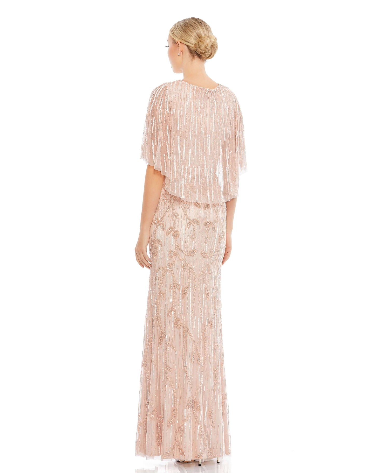 Mac Duggal Style#9064, Wrap-Front Beaded Cape Gown, Cape Sleeves,Fit and Flare,Floor Length,Sequin,Sheath,V-Neck, $950.00