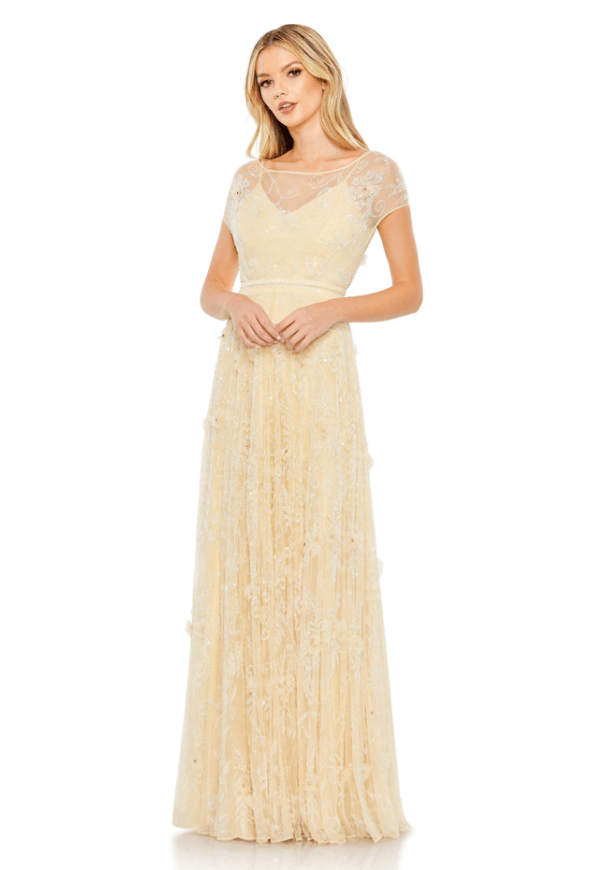 Mac Duggal Style#93685, Embellished Ilusion Cap Sleeve Gown, SALE, $1100.00