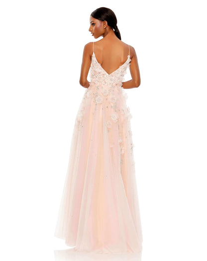 Mac Duggal Style#11292, Floral Embellished Sleeveless High Low Gown, Floral,High Low,Tulle,V-Neck, $1150.00