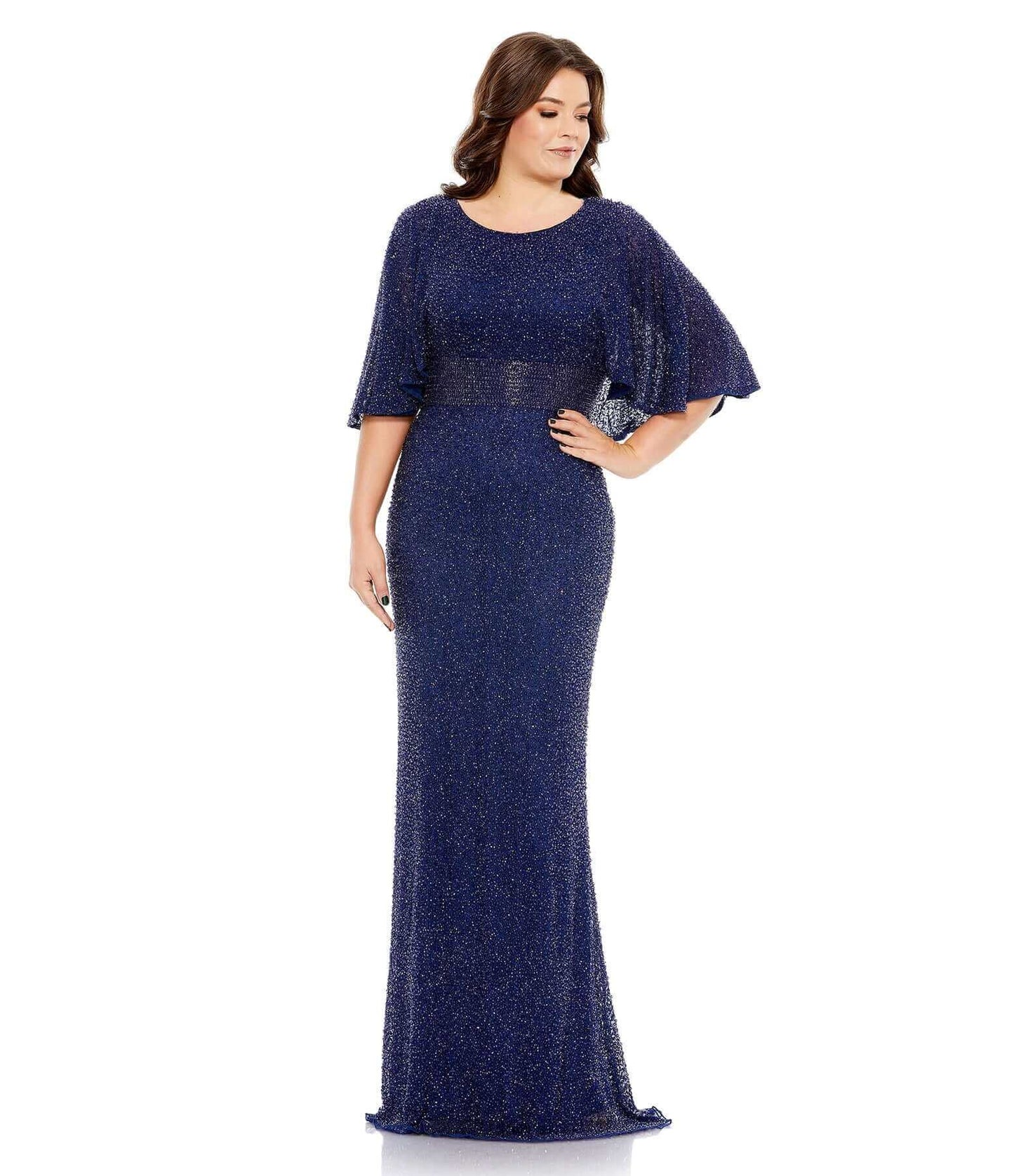 Mac Duggal Style#5361, Embellished Cape Sleeve Gown, beaded,Curvy Girl,Floor Length,long sleeve,Newest Arrivals,Sheath, $990.00