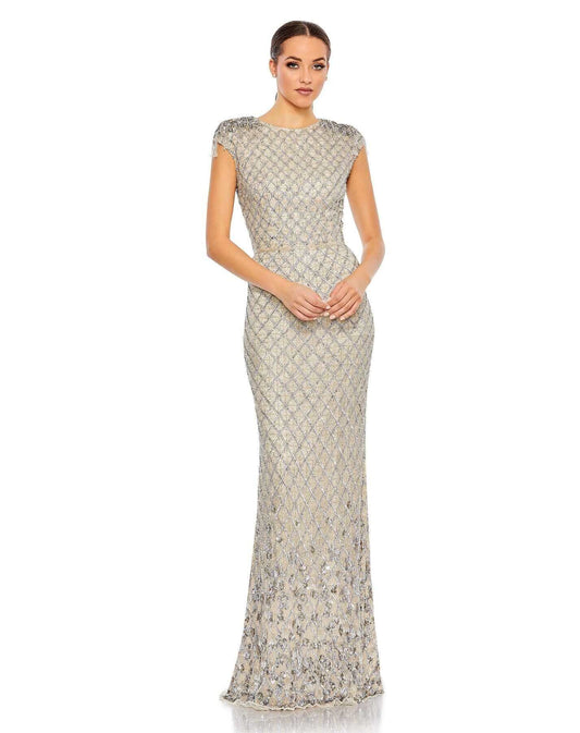 Mac Duggal Style#5642, Embellished Crystal Cap Sleeve Column Gown, beaded,Cap Sleeve,Floor Length,Newest Arrivals,Sheath, $1095.00