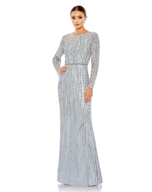 Mac Duggal Style#5644, Embellished Illusion Long sleeve high neck gown, Floor Length,long sleeve,Newest Arrivals,Sequin,Sheath, $960.00