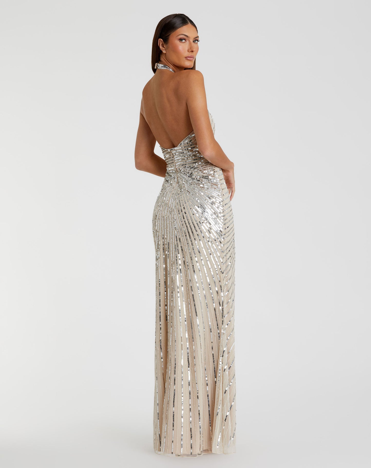 Cross Halter Sequinned Gown