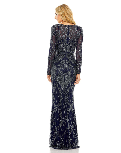 Mac Duggal Style#6023, Long Sleeve Illusion Neckline Embellished Gown, Floor Length,long sleeve,Newest Arrivals,Sequin,Sheath, $850.00