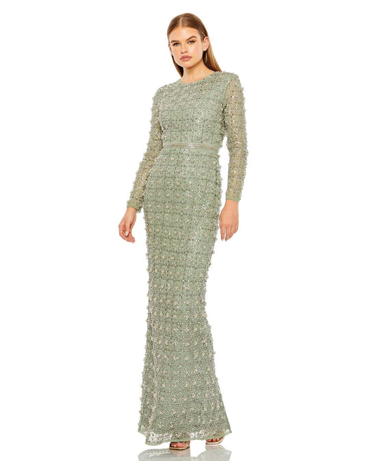 Mac Duggal Style#,Long Sleeve High Neck Beaded Gown,beaded,Floor Length,long sleeve,Newest Arrivals,$1650.00