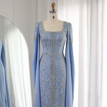 Kaftan style cape sleeves gown