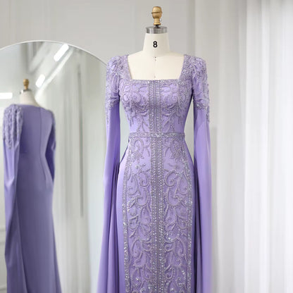Kaftan style cape sleeves gown