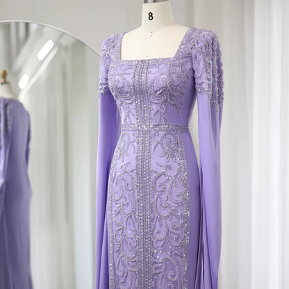 Kaftan style cape sleeves gown