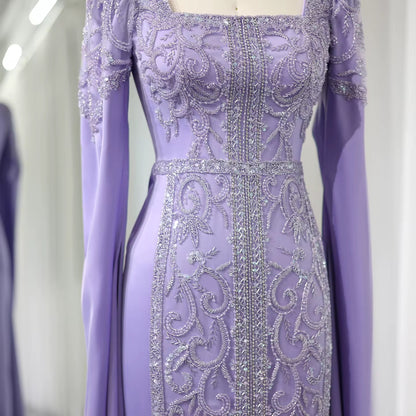 Kaftan style cape sleeves gown