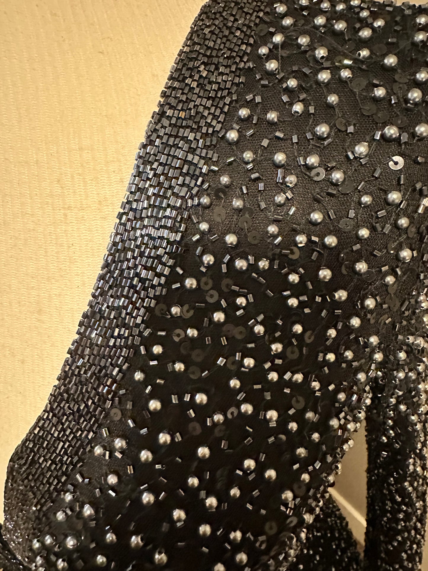 Long Sleeve Beaded Long Gown