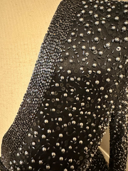 Long Sleeve Beaded Long Gown