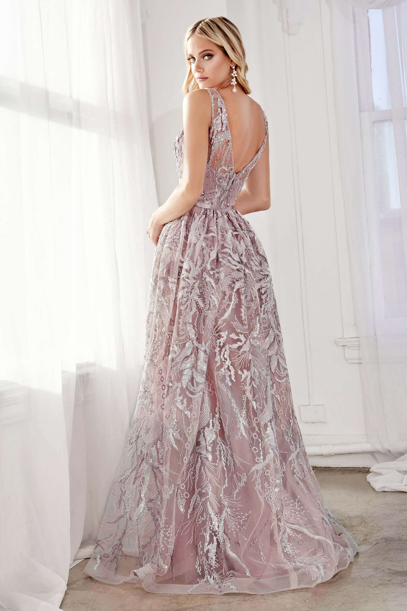 Cinderella Divine Style#CR852, Sleeveless A-line formal Gown, A line,CD#1,Floor Length,Open Back,sleeveless, $450.00