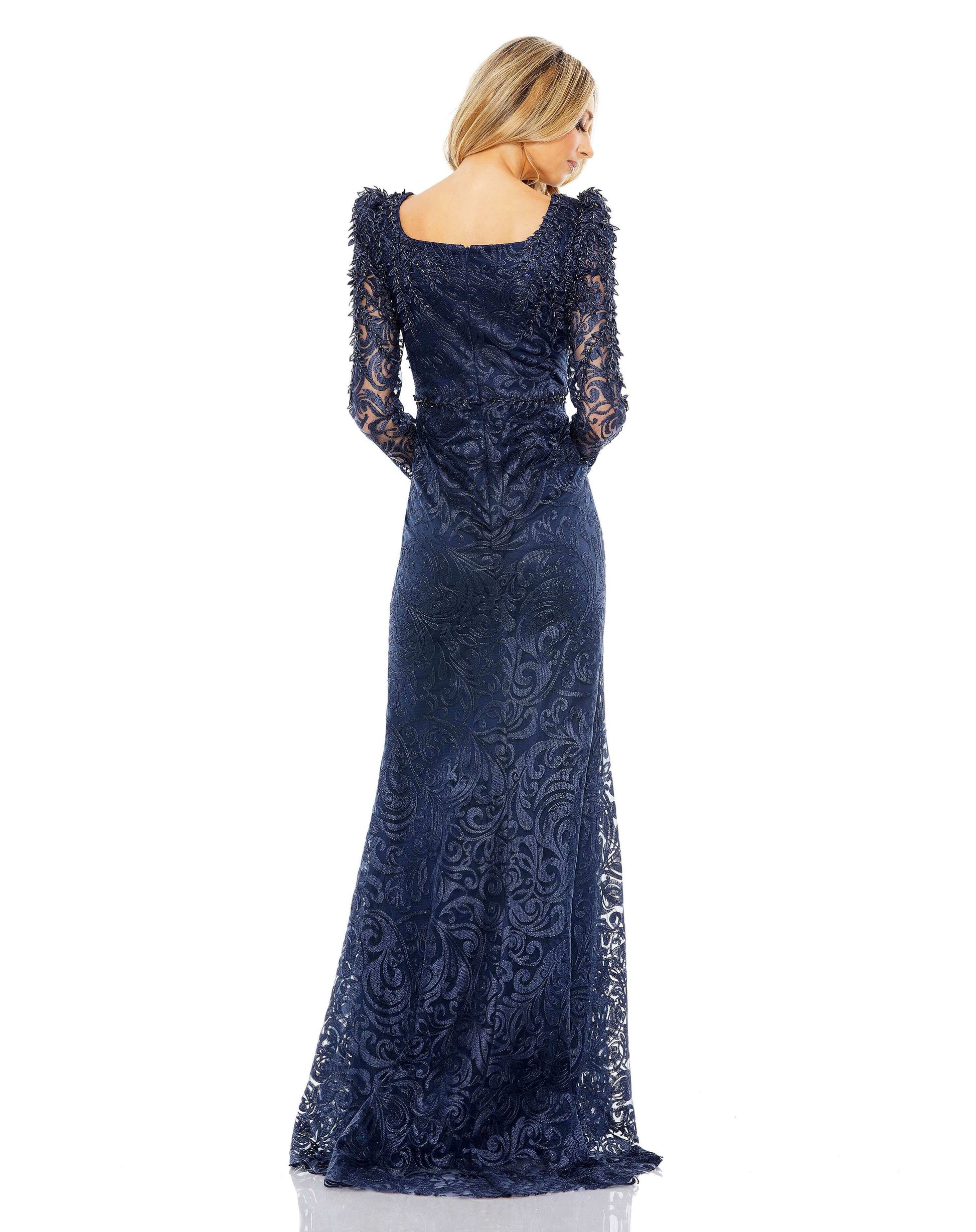 Mac Duggal Style#11187, Embroidered Appliqué Shoulder Detail Trumpet Gown, beaded,Embroidery,Floor Length,Lace,long sleeve,Newest Arrivals,Sheath, $950.00