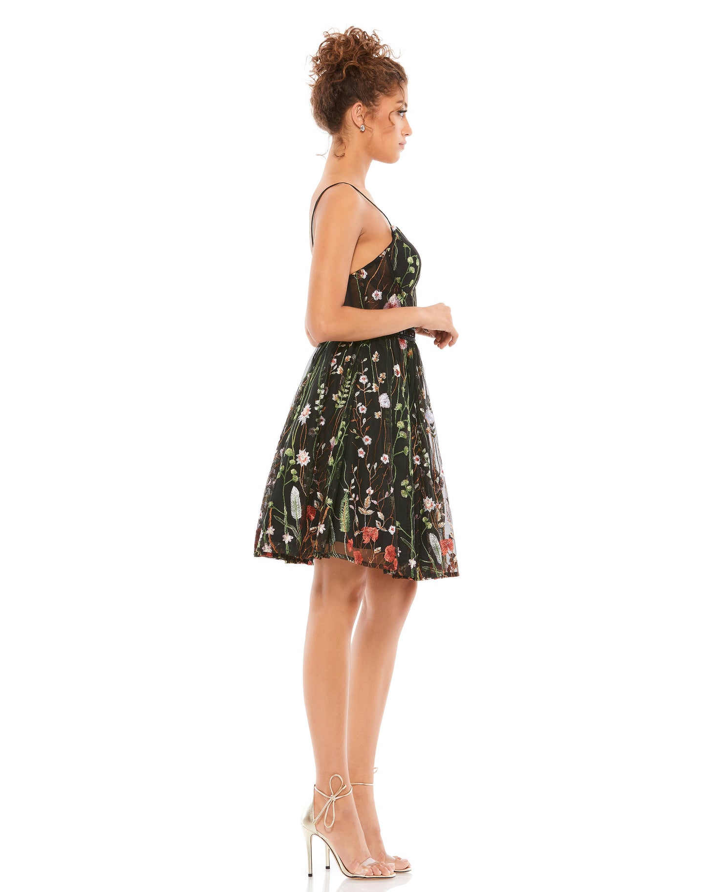 Floral Embroidered Bustier A-Line Dress