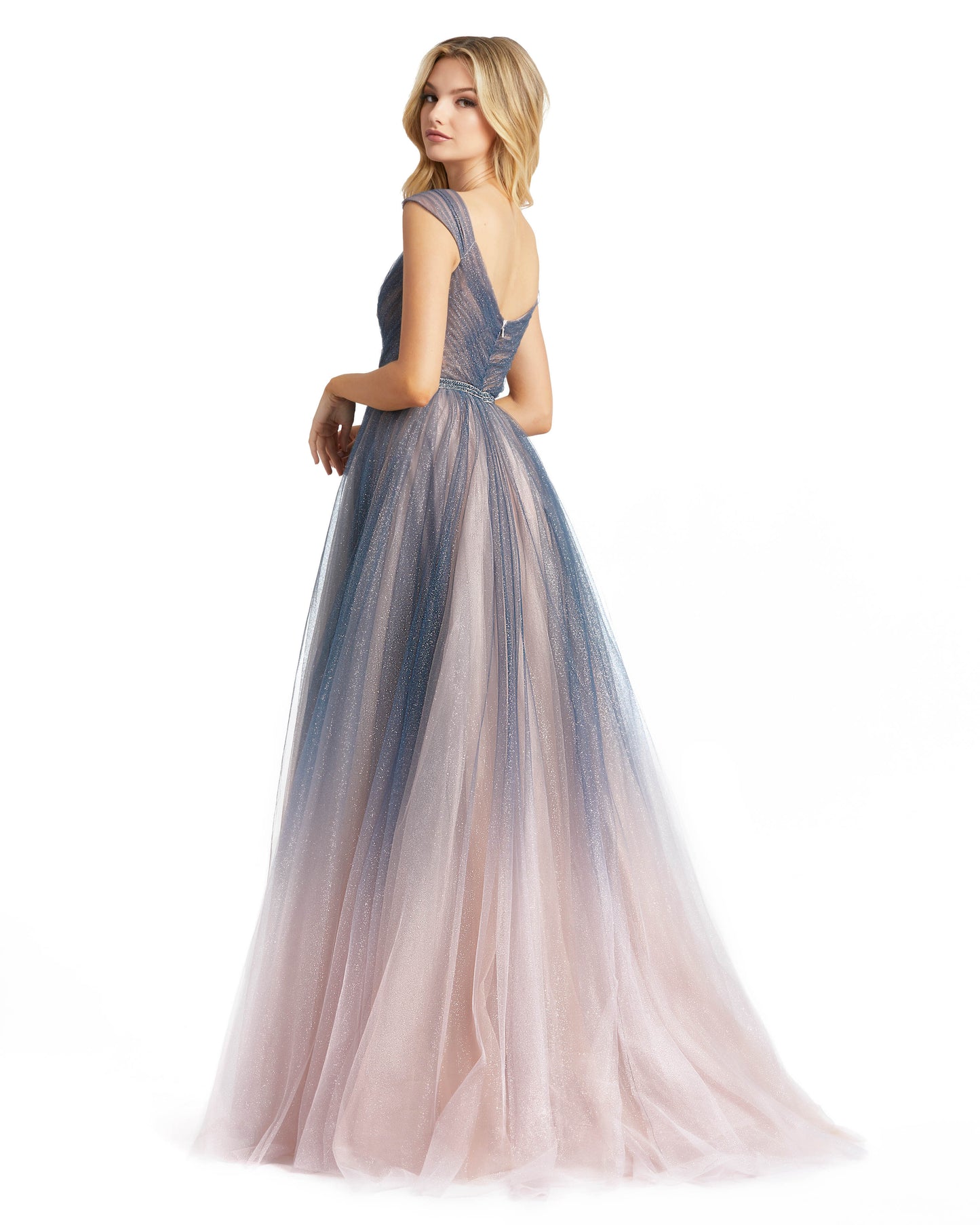 Ombre Tulle Off Shoulder Ballgown