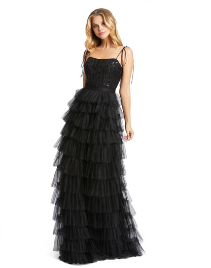 Sequin & Tiered Tulle Gown