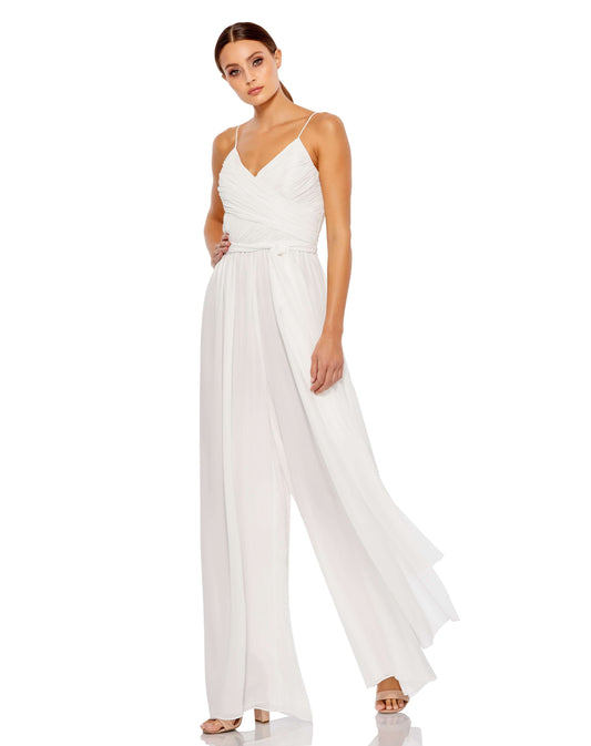 Mac Duggal Style#2651, Flowy Faux Wrap Jumpsuit, Chiffon,Floor Length,Jumpsuit,Open Back,sleeveless,V-Neck, $570.00