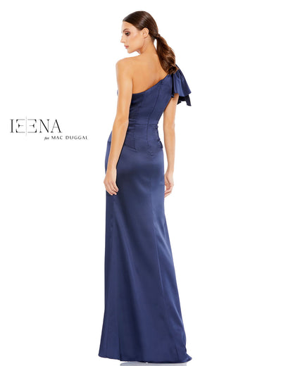 Ruffled One Shoulder Satin Gown