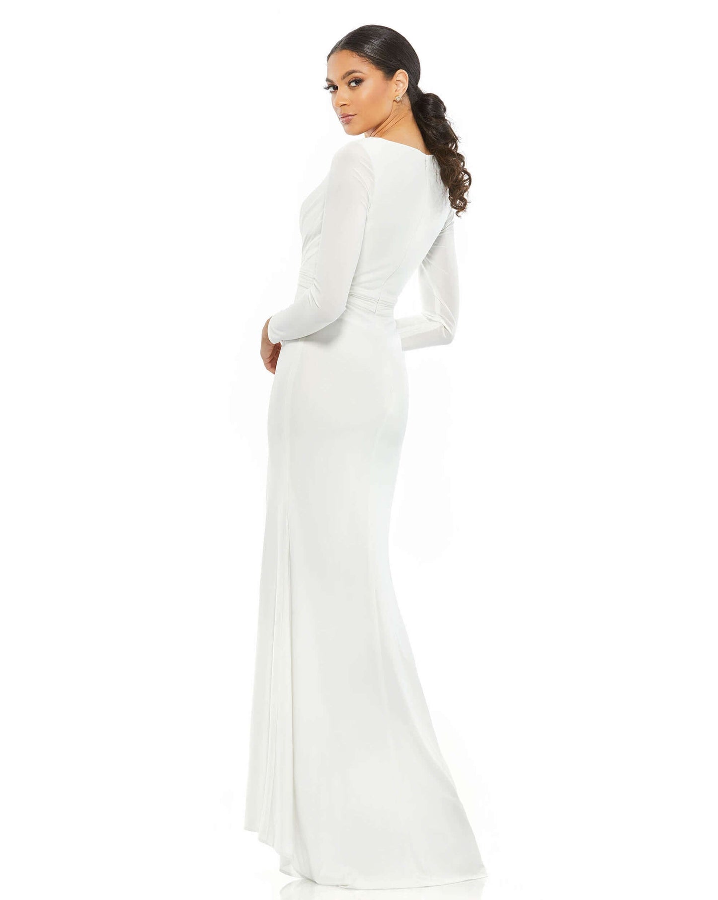 Mac Duggal Style#26554, V-Neck Long Sleeve High Slit Gown, Floor Length,long sleeve,Sheath,Slit,V-Neck, $570.00