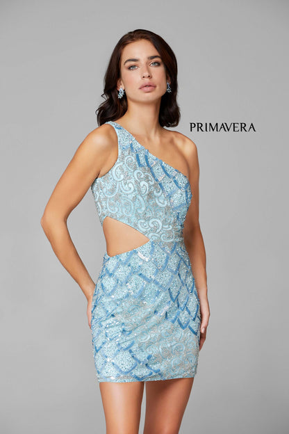 Primavera Style#3504, One Shoulder Sleeveless Beaded Mini Dress, beaded,One Shoulder,Open Back,short,sleeveless, $475.00