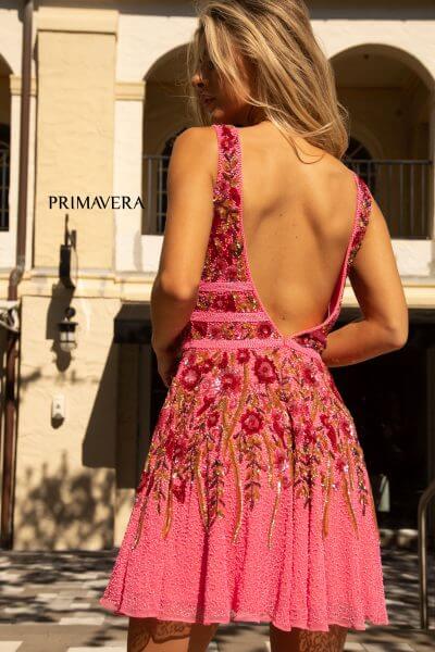 Primavera Style#3522, Sleeveless Beaded Short Dress, beaded,Open Back,Sequin,short,sleeveless,V-Neck, $495.00