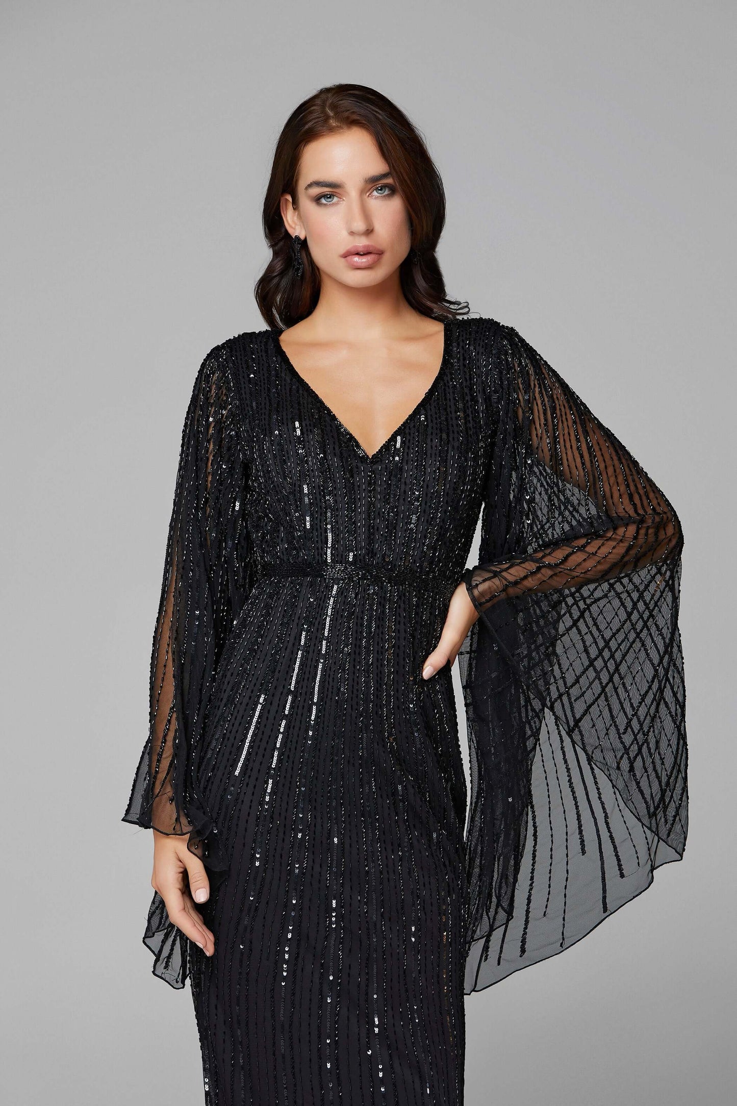 Primavera Style#3672, Bell Sleeve Sequin Evening Gown, , $750.00