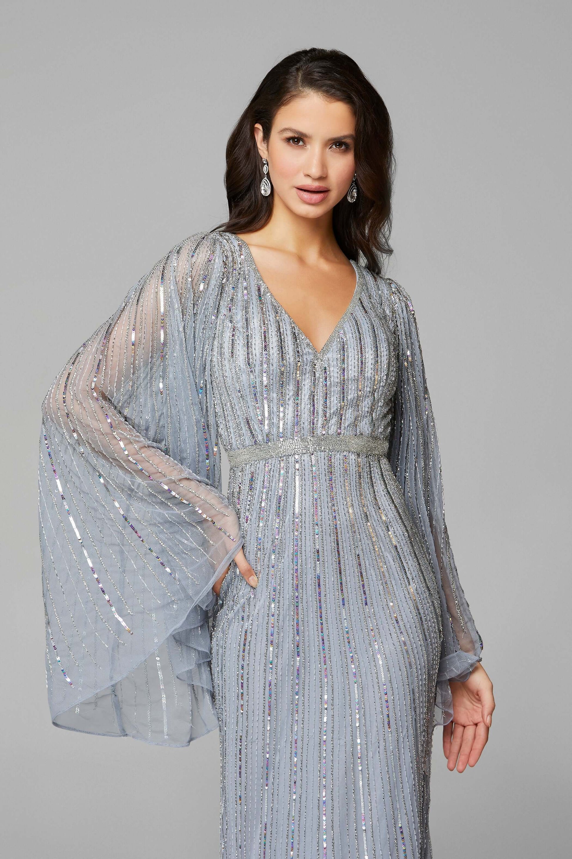 Primavera Style#3672, Bell Sleeve Sequin Evening Gown, , $750.00