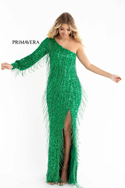One Sleeve Fringe Gown