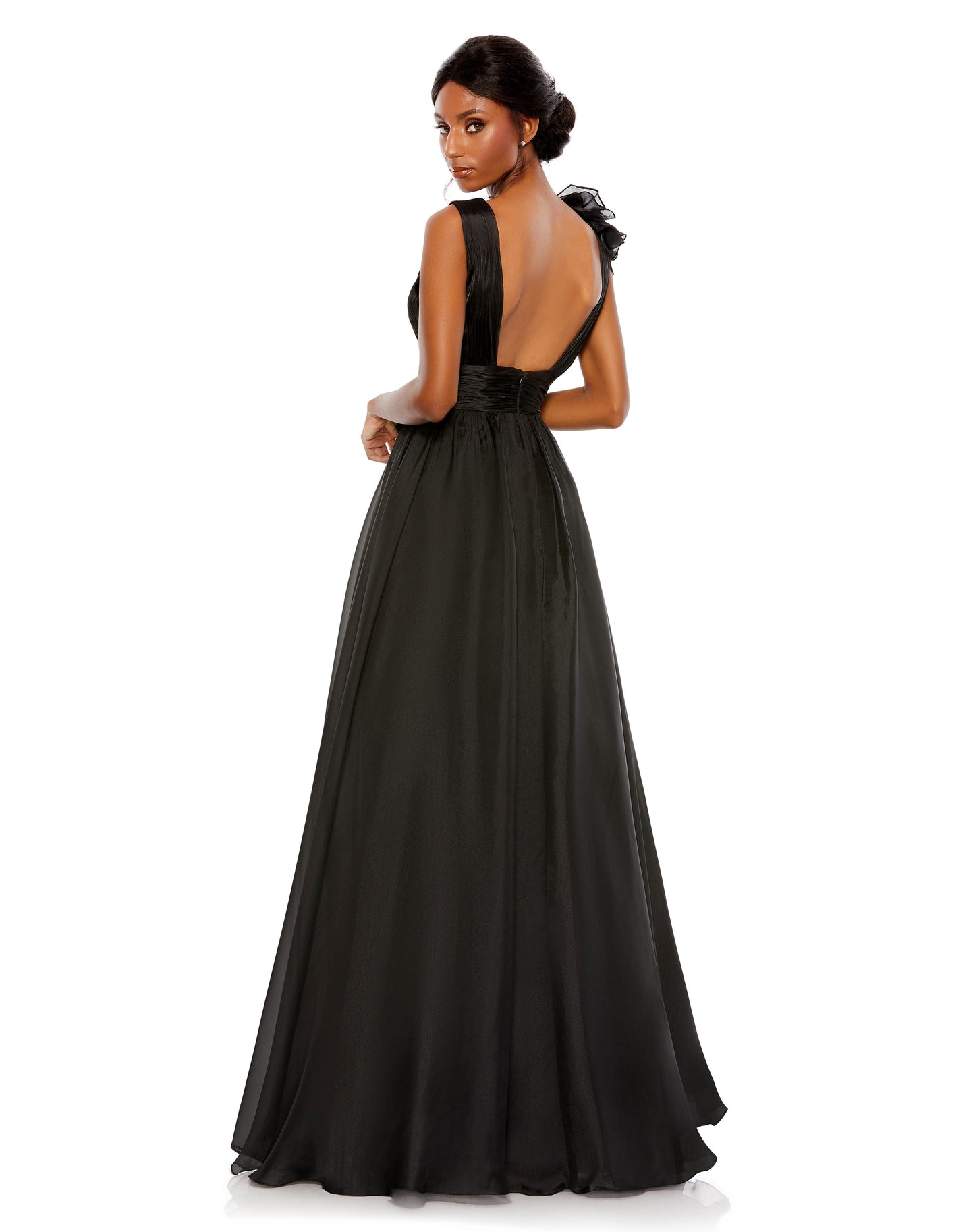 Ruffle Detailed Evening Gown