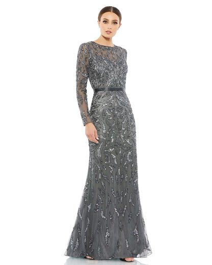 Mac Duggal Style#5124, Beaded Long Sleeve Evening Gown, Floor Length,long sleeve,Newest Arrivals,Sequin,Sheath, $850.00