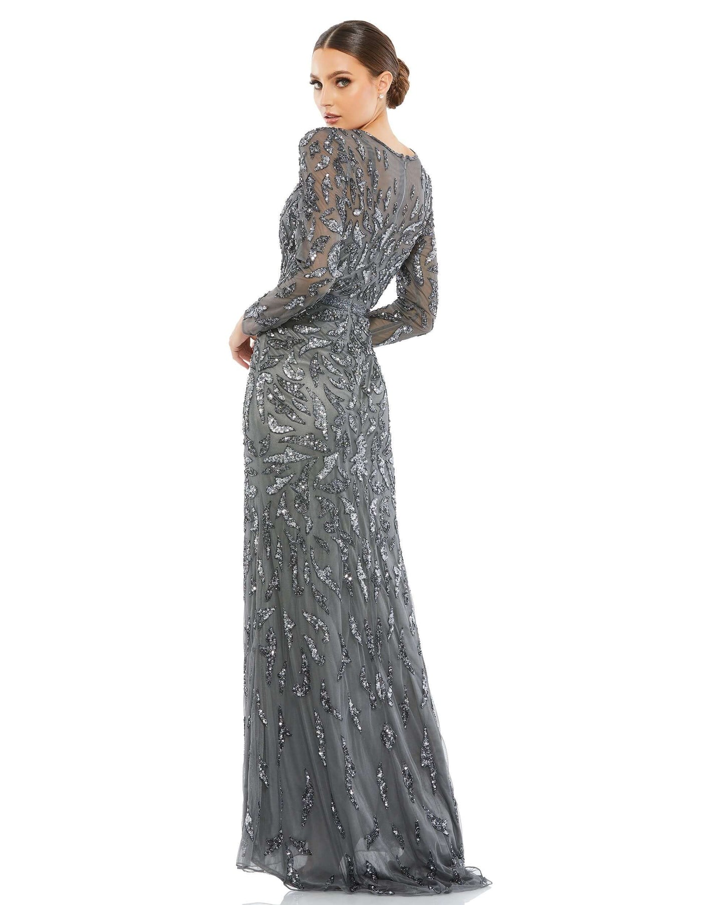 Mac Duggal Style#5124, Beaded Long Sleeve Evening Gown, Floor Length,long sleeve,Newest Arrivals,Sequin,Sheath, $850.00