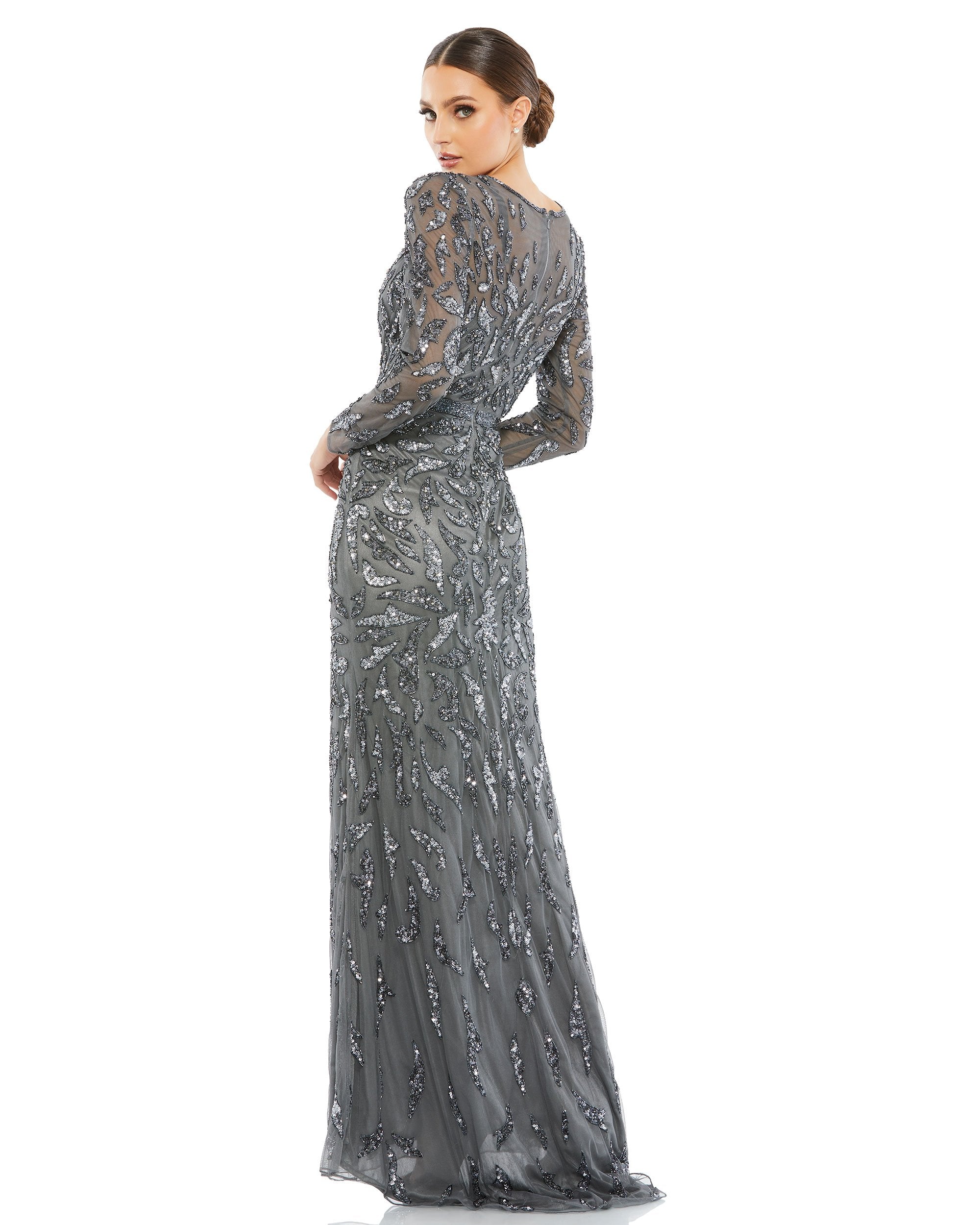 Jovani 24296 Black Long Sleeve Sheer Bodice Evening Dress |  NorasBridalBoutiqueNY