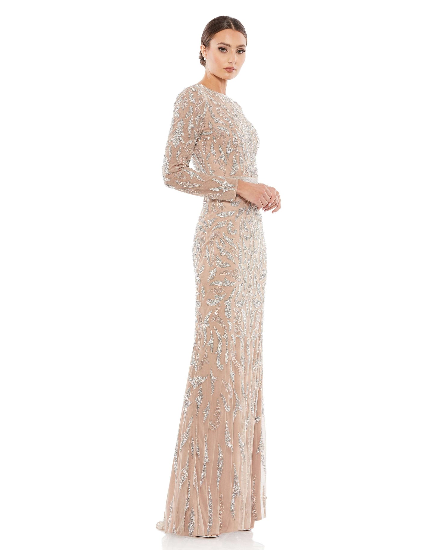 Mac Duggal Style#5124, Beaded Long Sleeve Evening Gown, Floor Length,long sleeve,Newest Arrivals,Sequin,Sheath, $850.00