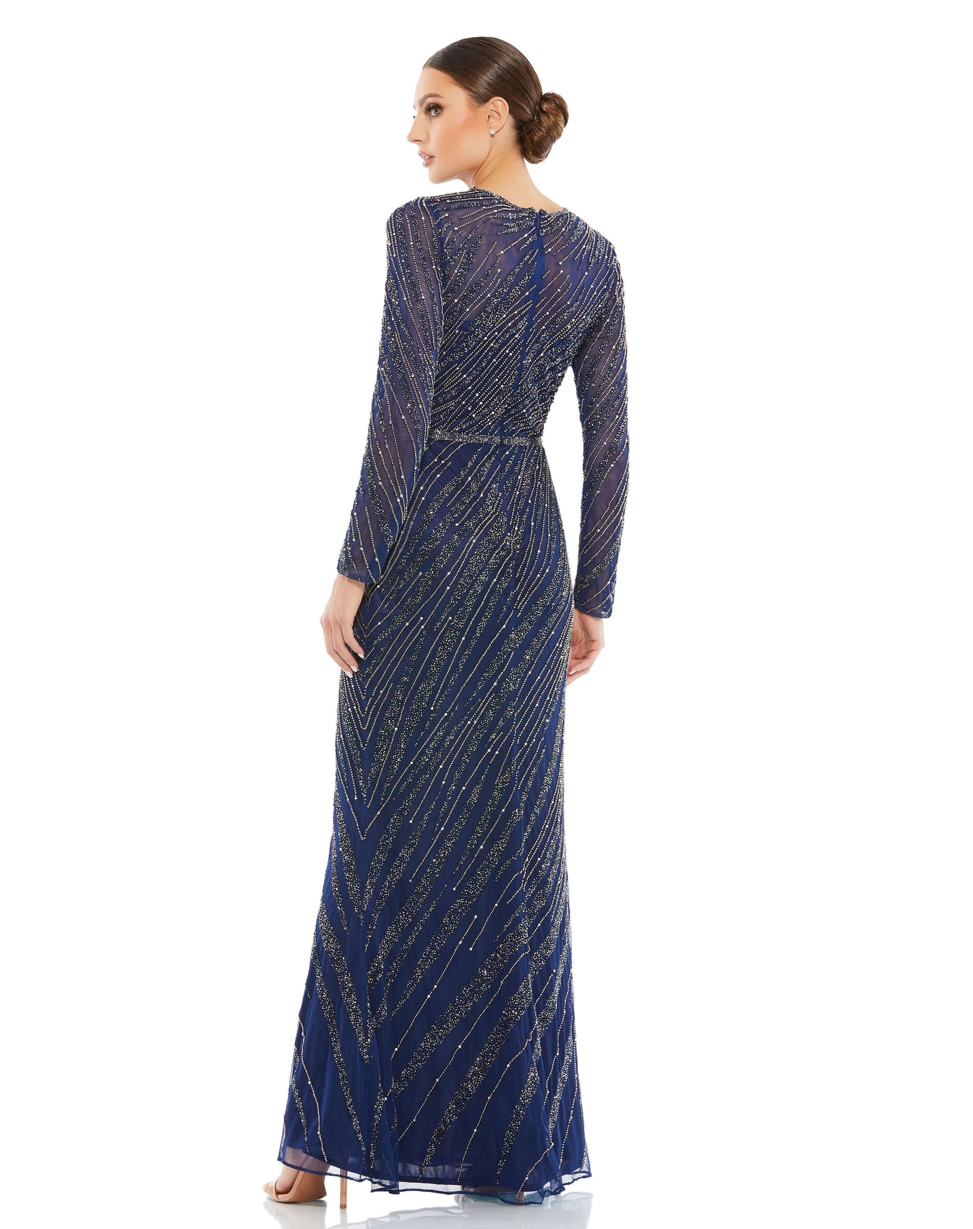 Mac Duggal Style#5240, Long Sleeve Beaded Column Gown, beaded,Floor Length,long sleeve,Sheath, $850.00