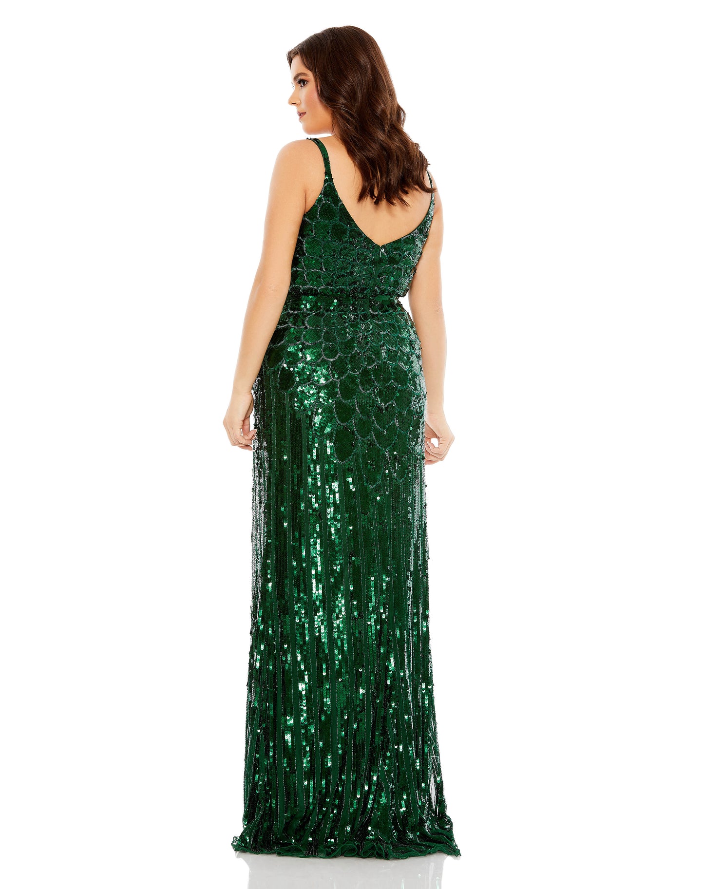 Sequined Spaghetti Strap Trumpet Gown