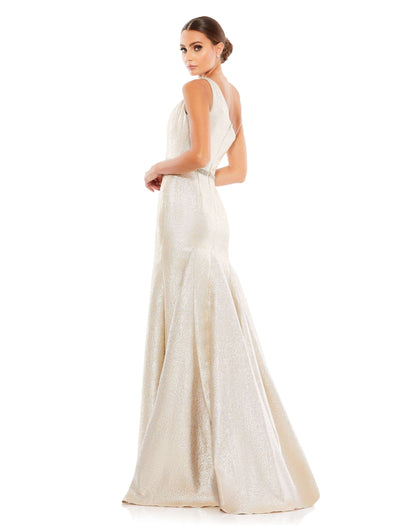 Mac Duggal Style#66975, One Shoulder Metallic Ruffled Evening Gown, Floor Length,One Shoulder,Ruffles,SALE,Slit, $870.00