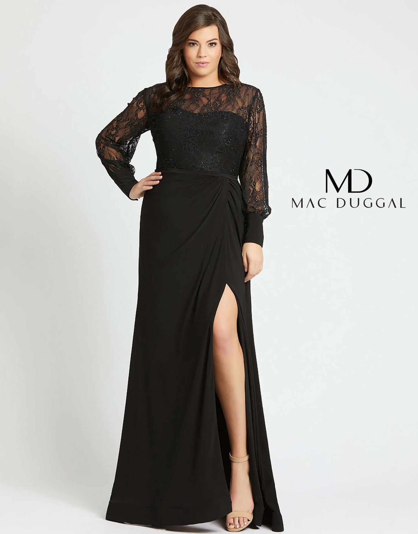 Mac Duggal Style#67143, Sequin Lace Black Evening Gown, , $595.00