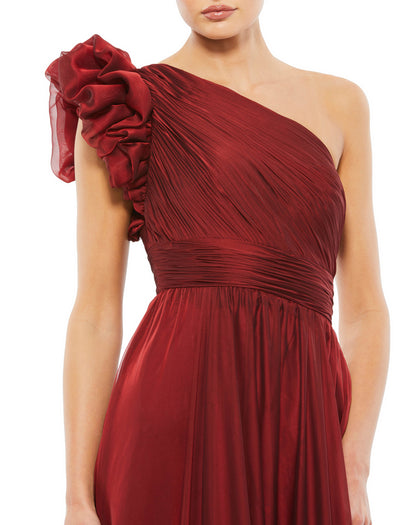 Organza One Shoulder Pleated gown