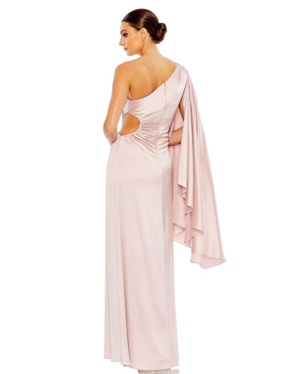 Mac Duggal Style#68340, One Shoulder Bell Sleeve Draped Gown, Floor Length,Newest Arrivals,Satin, $850.00