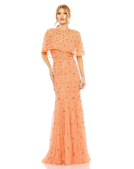Mac Duggal Style#93653, Embellished Illusion Cape Sleeve Trumpet Gown, Cape Sleeves,Floor Length,Newest Arrivals, $925.00