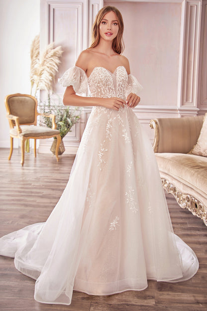 Willow Bridal Gown W/ Detachable Puff Sleeves