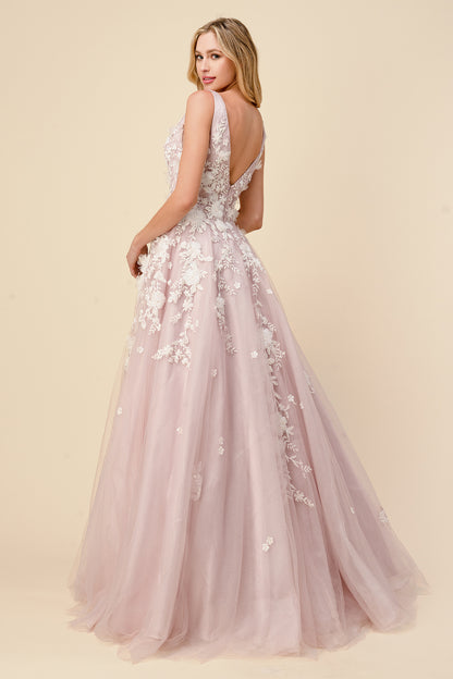 Gardenia Diamond Glitter V-Neck Ball Gown