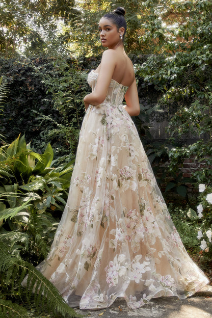 Magnolia Corset Printed Gown