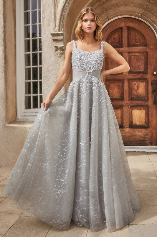 Pearleque Ball Gown With Crystal Buckle