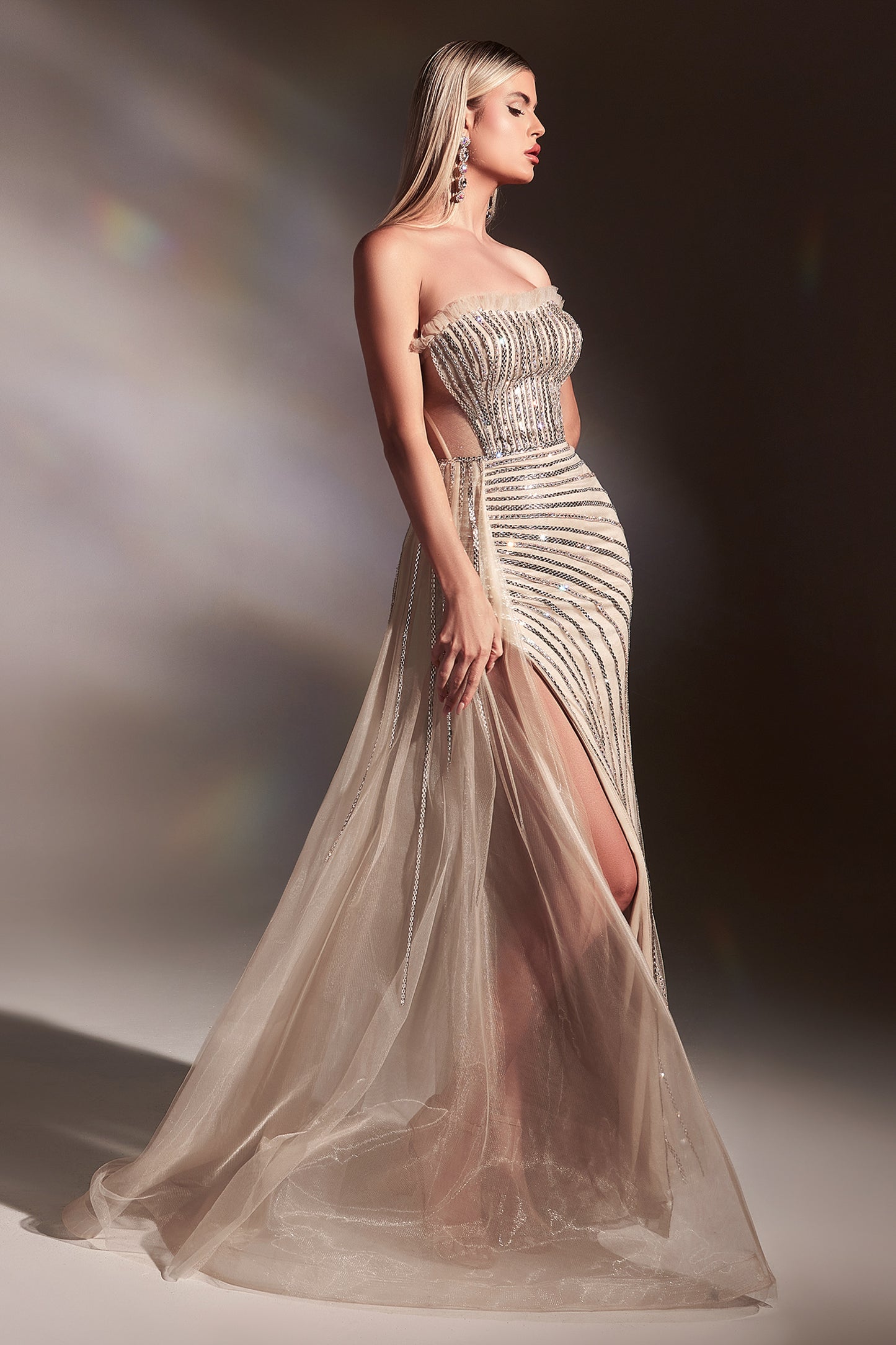 Fitted Gown With Overskirt