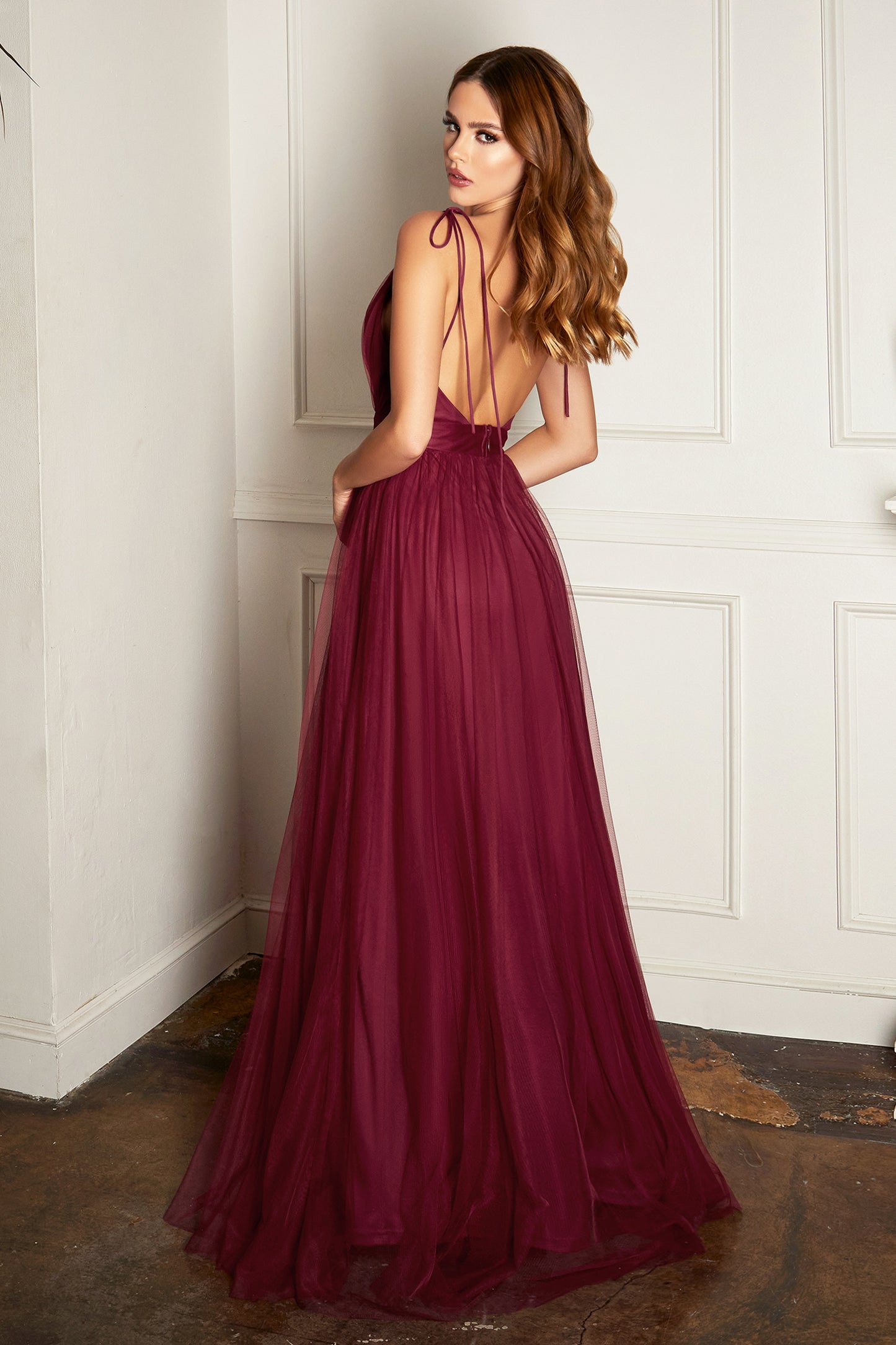 A-line Tulle Skirt gown with lining slit