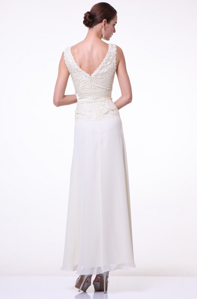 A-line chiffon gown with lace bodice