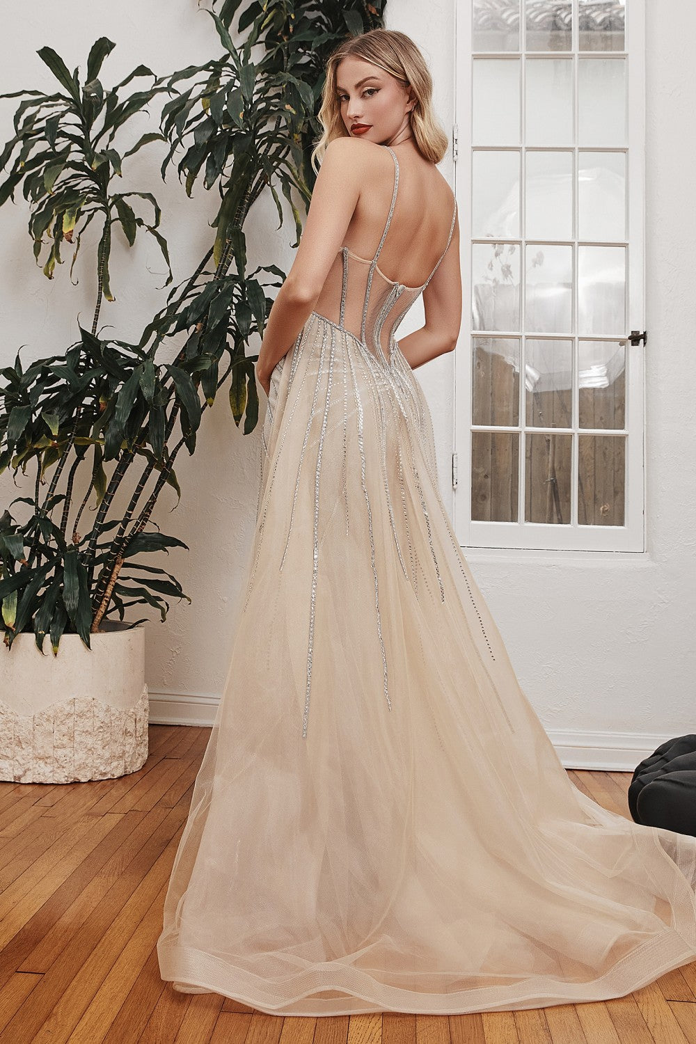 Beaded Gown With Over Skirt
